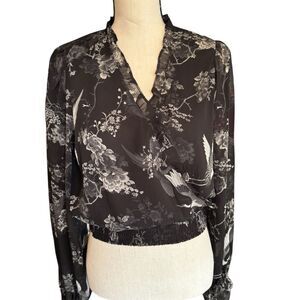 Joie Black and White Floral Blouse